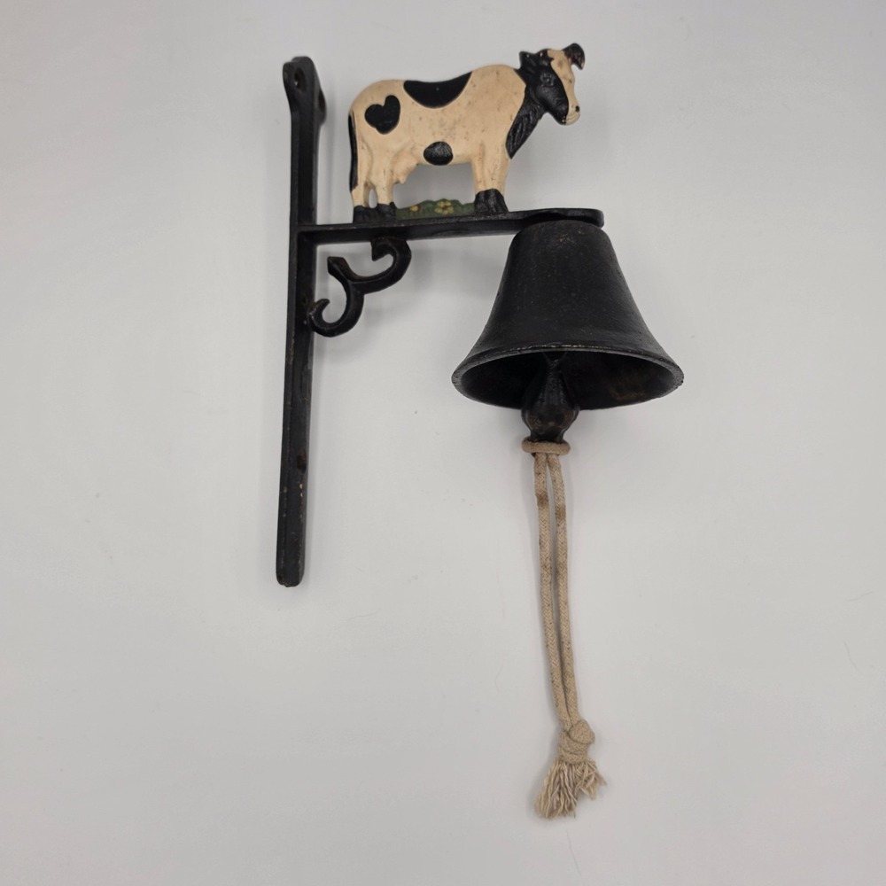 Cast Iron Cow Scrolls Dinner Bell Wall Mounted Farmhouse Ranch Rustic Decor
